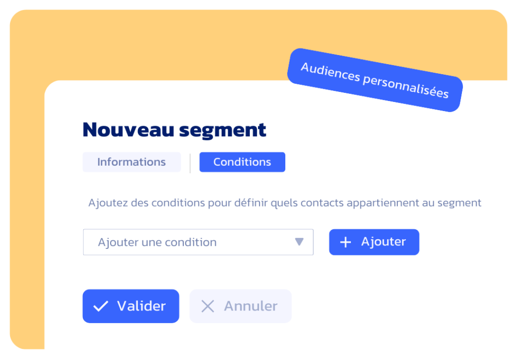 Interface Datatomic qui montre la création d'un segment de contacts