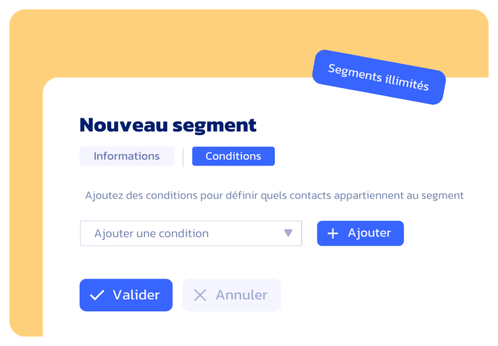 Interface Datatomic qui montre la création d'un segment de contacts