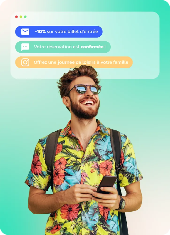 Datatomic pour le tourisme - Exemples de messages dédiés aux visiteurs et voyageurs